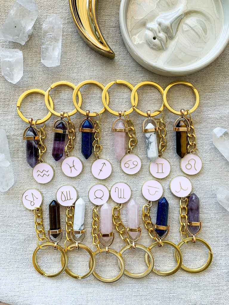 Zodiac + Stone Keyring - Unearthed Crystals