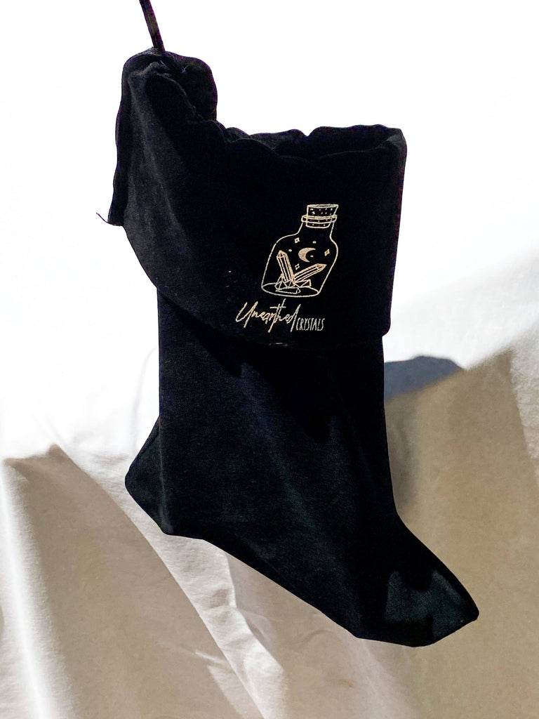 Unearthed Crystals Black Velvet Christmas Stocking - Unearthed Crystals