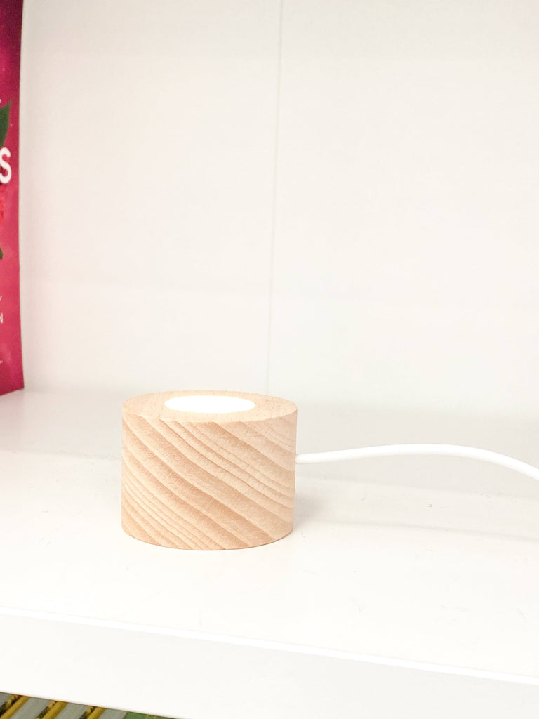 Round Wooden USB Lamp Base | Small - Unearthed Crystals