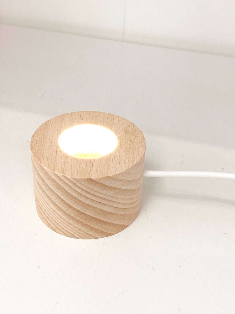 Round Wooden USB Lamp Base | Small - Unearthed Crystals