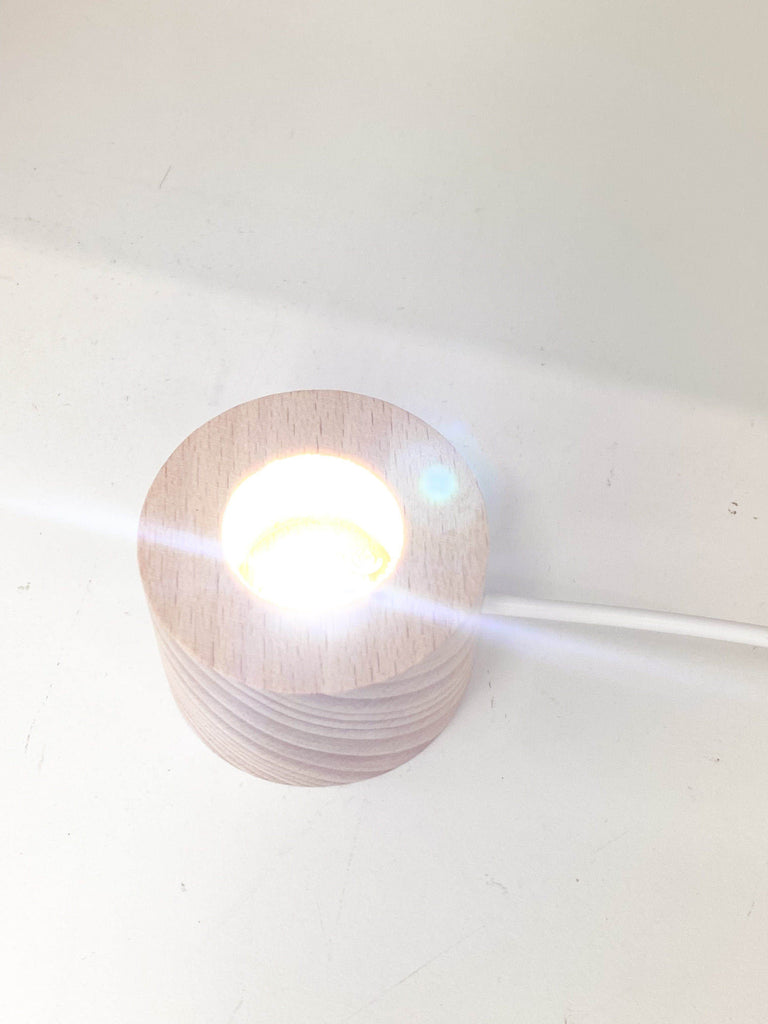 Round Wooden USB Lamp Base | Small - Unearthed Crystals