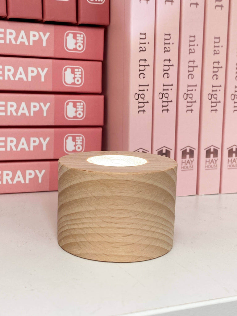 Round Wooden USB Lamp Base | Small - Unearthed Crystals