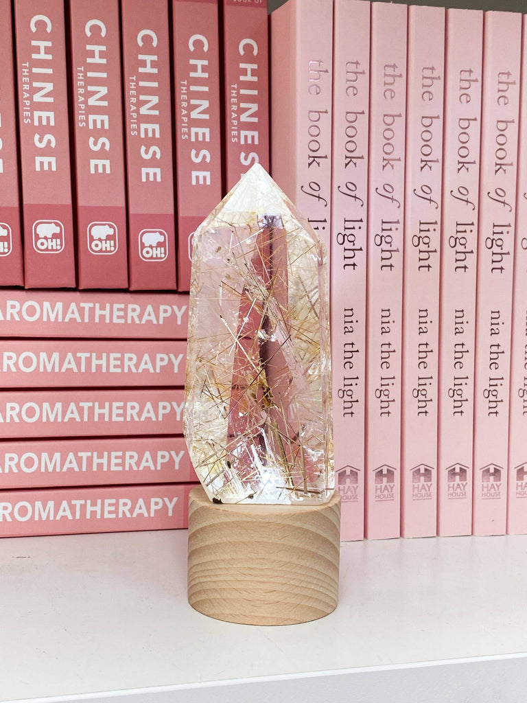 Round Wooden USB Lamp Base | Small - Unearthed Crystals