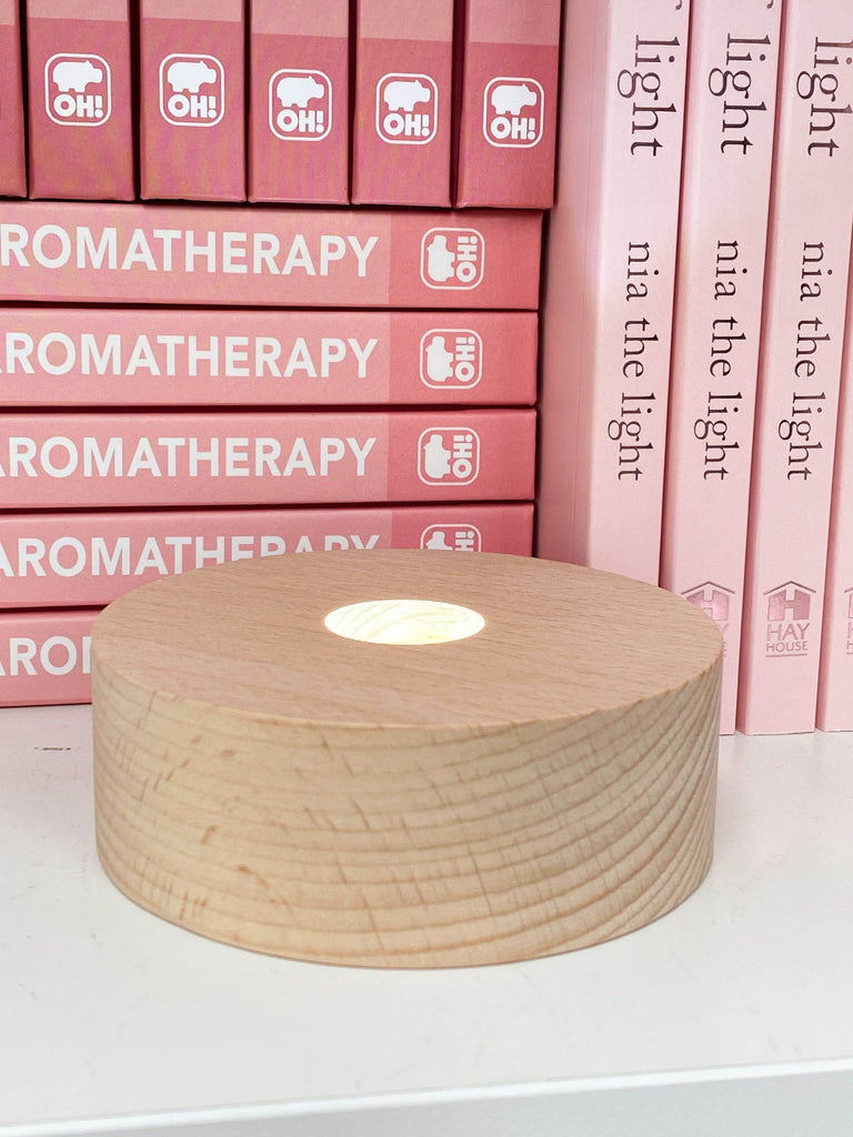 Round Wooden USB Lamp Base | Medium - Unearthed Crystals