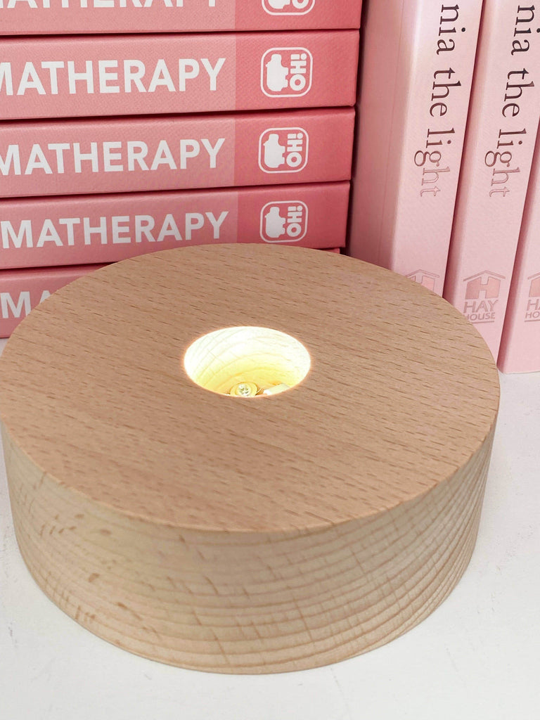 Round Wooden USB Lamp Base | Medium - Unearthed Crystals