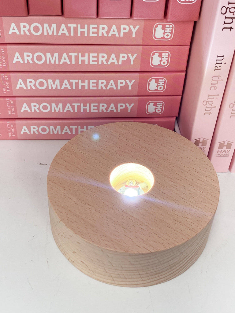 Round Wooden USB Lamp Base | Medium - Unearthed Crystals