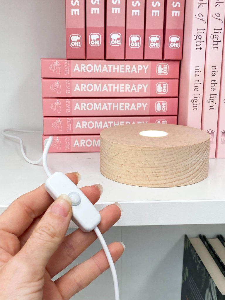 Round Wooden USB Lamp Base | Medium - Unearthed Crystals