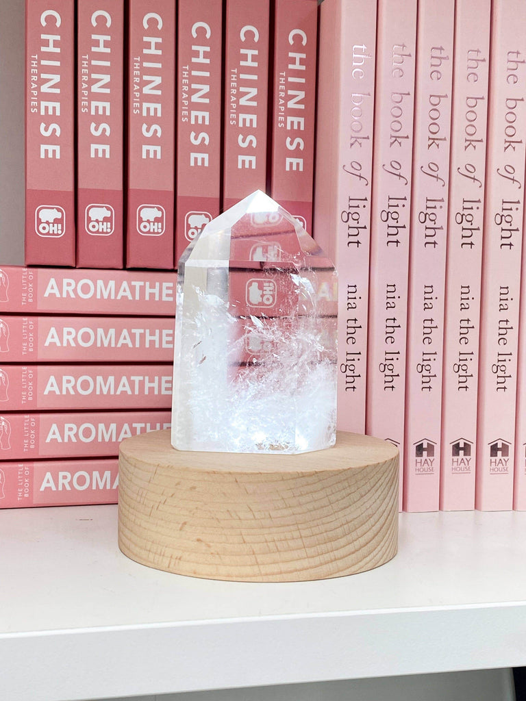 Round Wooden USB Lamp Base | Medium - Unearthed Crystals