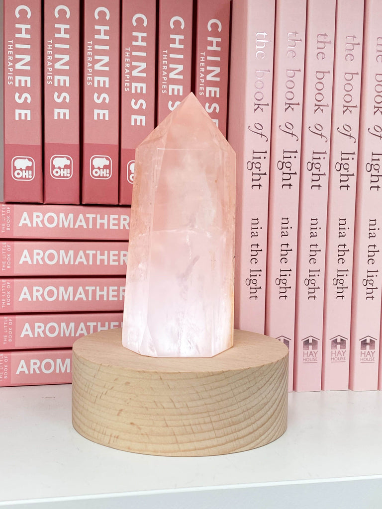 Round Wooden USB Lamp Base | Medium - Unearthed Crystals