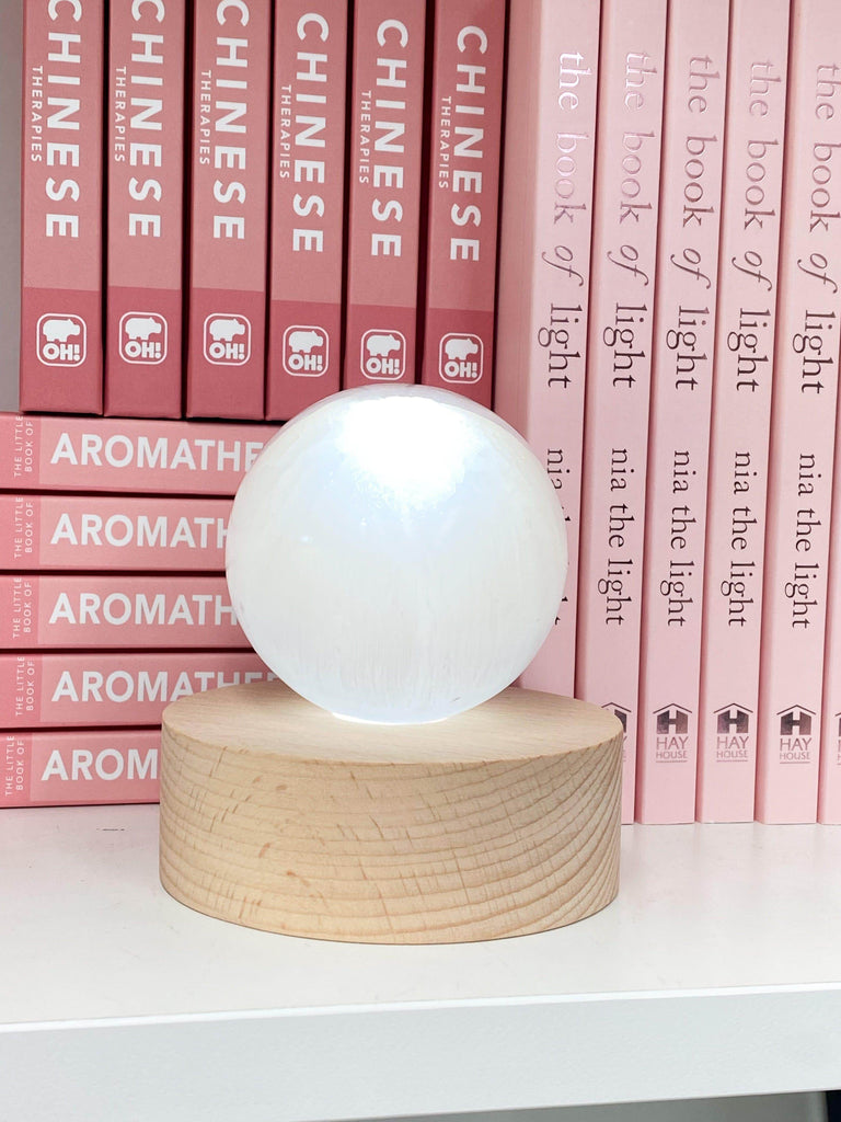 Round Wooden USB Lamp Base | Medium - Unearthed Crystals