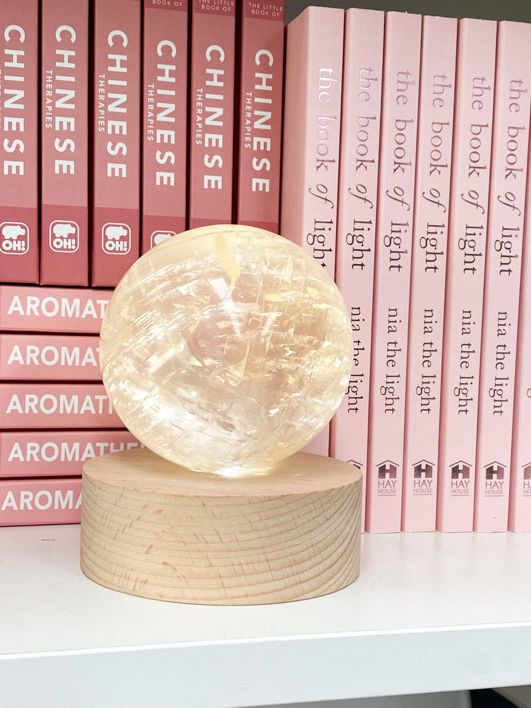 Round Wooden USB Lamp Base | Medium - Unearthed Crystals