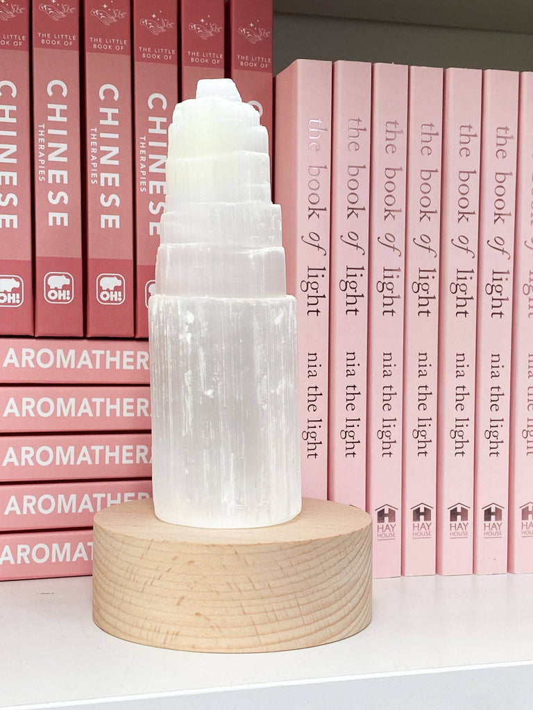 Round Wooden USB Lamp Base | Medium - Unearthed Crystals