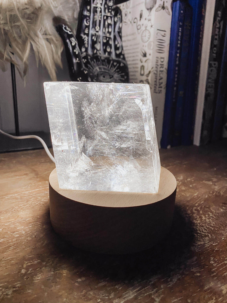 Round Wooden USB Lamp Base | Medium - Unearthed Crystals