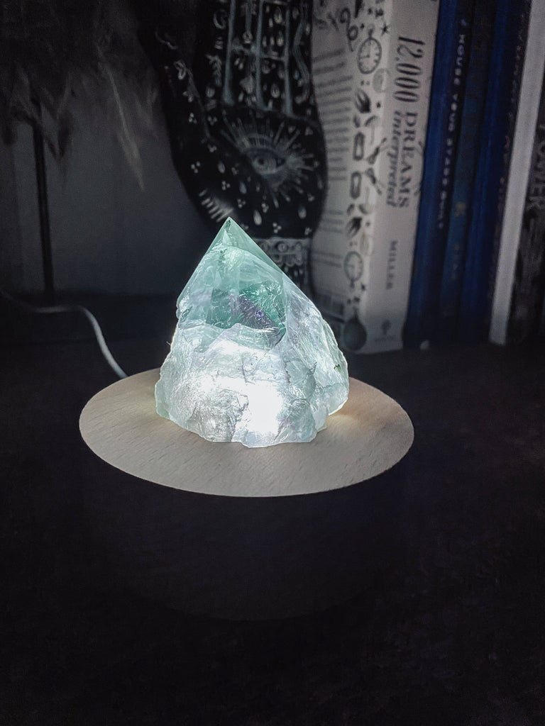 Round Wooden USB Lamp Base | Medium - Unearthed Crystals