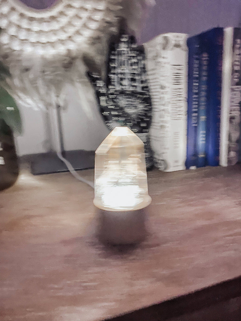 Round Wooden USB Lamp Base | Small - Unearthed Crystals