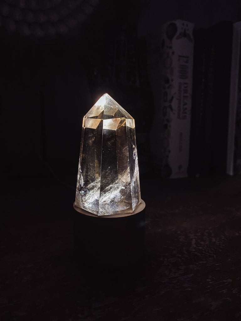 Round Wooden USB Lamp Base | Small - Unearthed Crystals