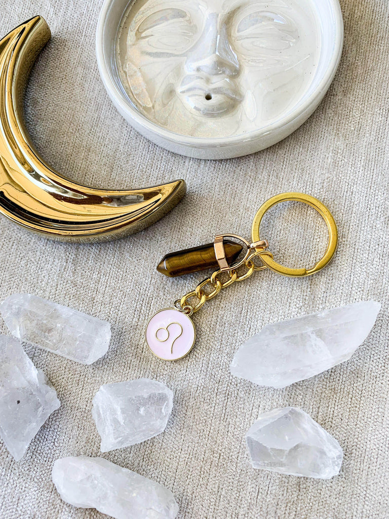 Zodiac + Stone Keyring - Unearthed Crystals