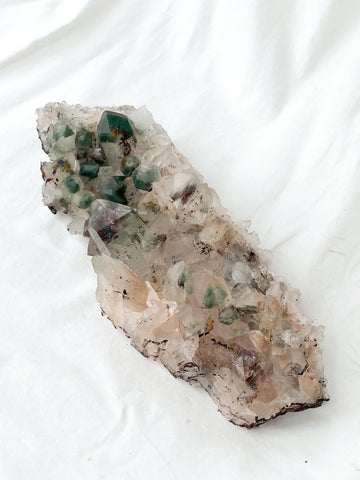 Green Phantom Quartz Cluster - Unearthed Crystals