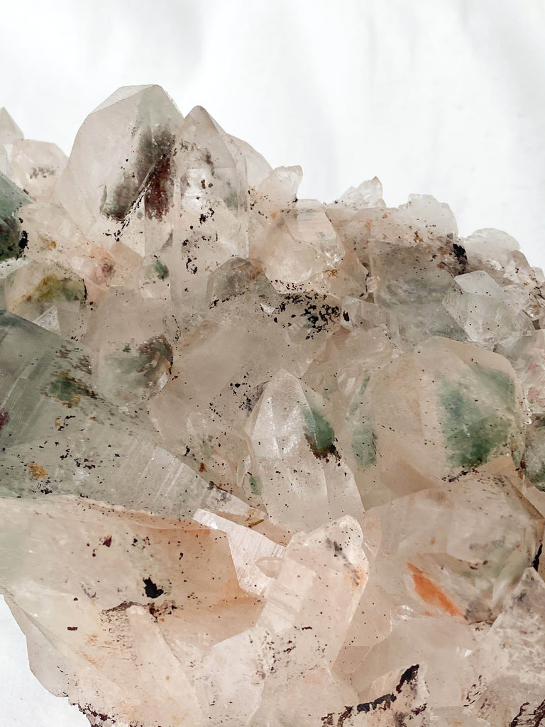 Green Phantom Quartz Cluster - Unearthed Crystals