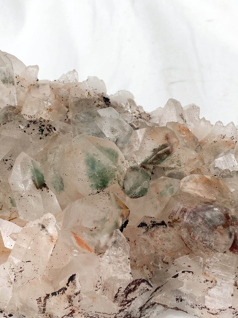 Green Phantom Quartz Cluster - Unearthed Crystals