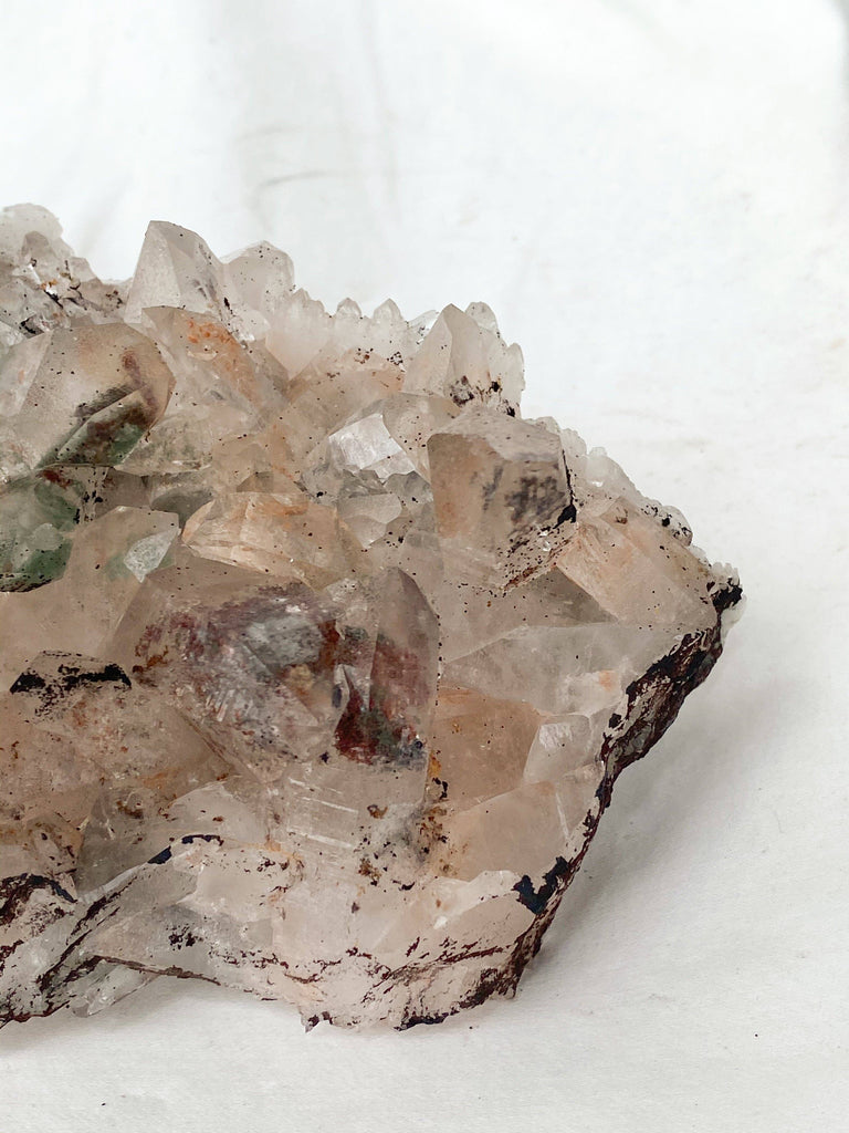 Green Phantom Quartz Cluster - Unearthed Crystals