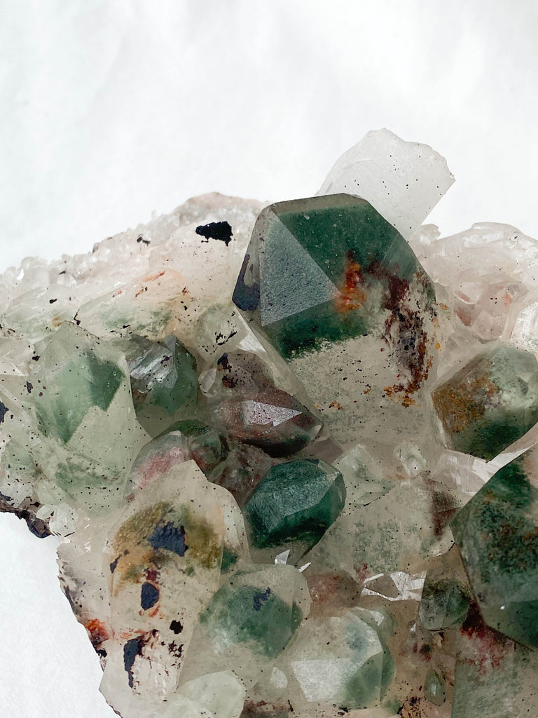 Green Phantom Quartz Cluster - Unearthed Crystals