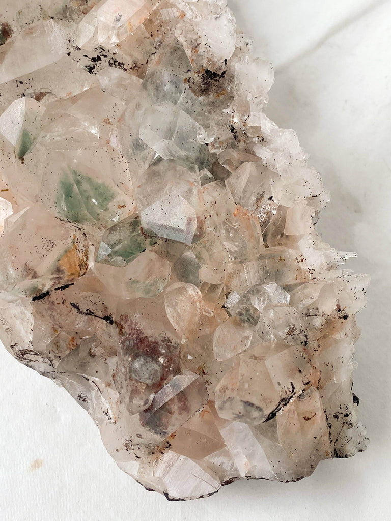 Green Phantom Quartz Cluster - Unearthed Crystals