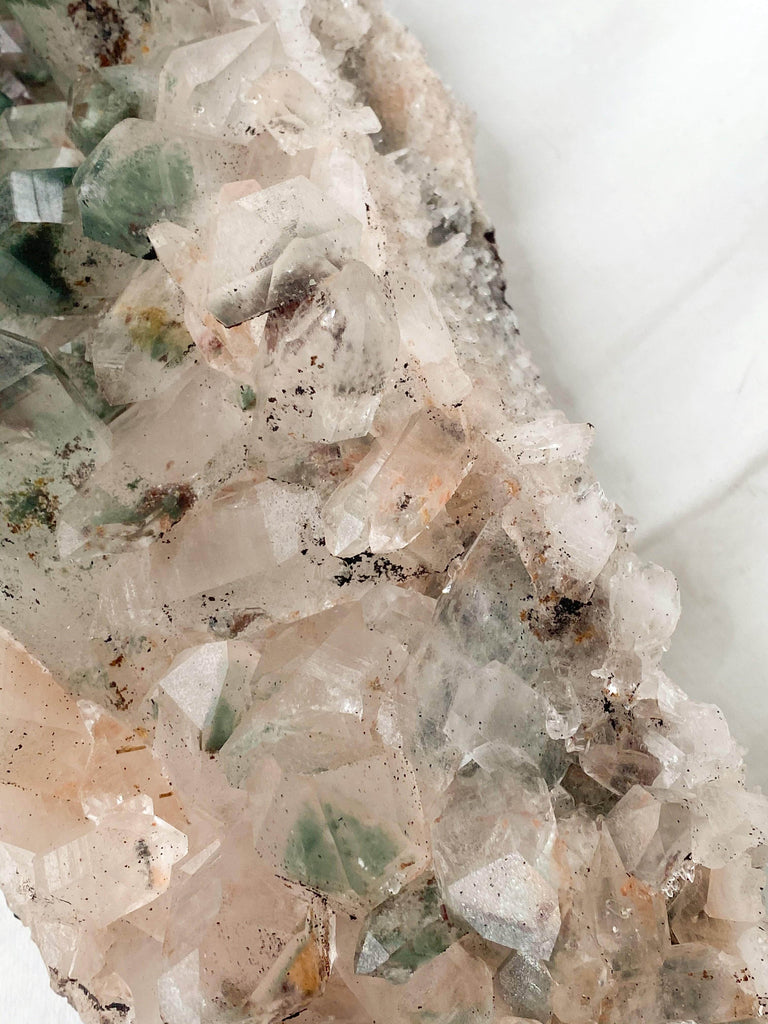 Green Phantom Quartz Cluster - Unearthed Crystals