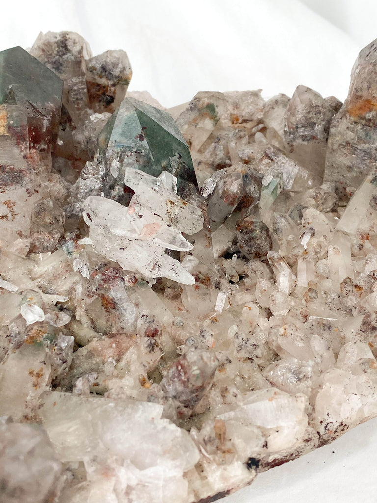 Green Phantom Quartz Cluster - Unearthed Crystals