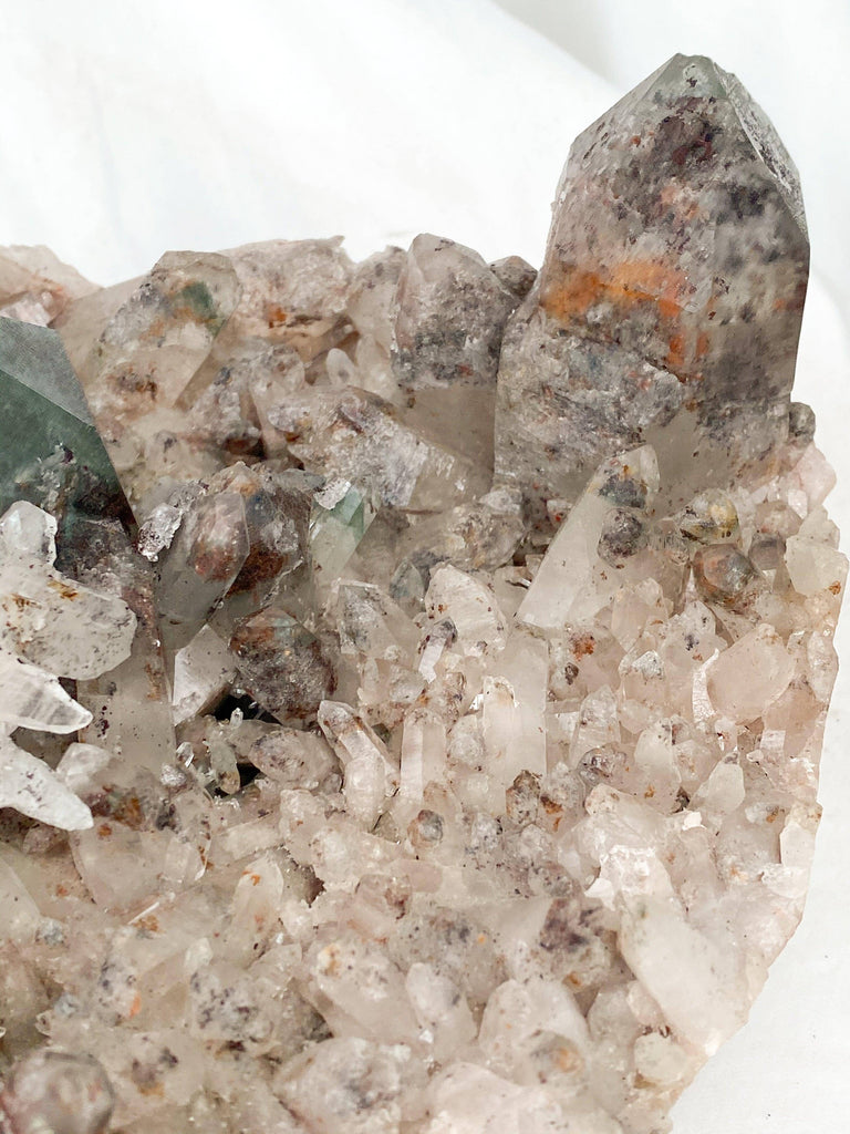 Green Phantom Quartz Cluster - Unearthed Crystals