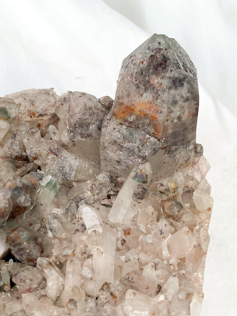 Green Phantom Quartz Cluster - Unearthed Crystals