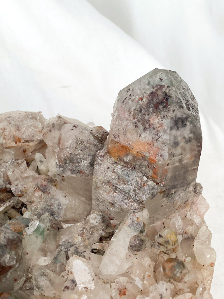 Green Phantom Quartz Cluster - Unearthed Crystals