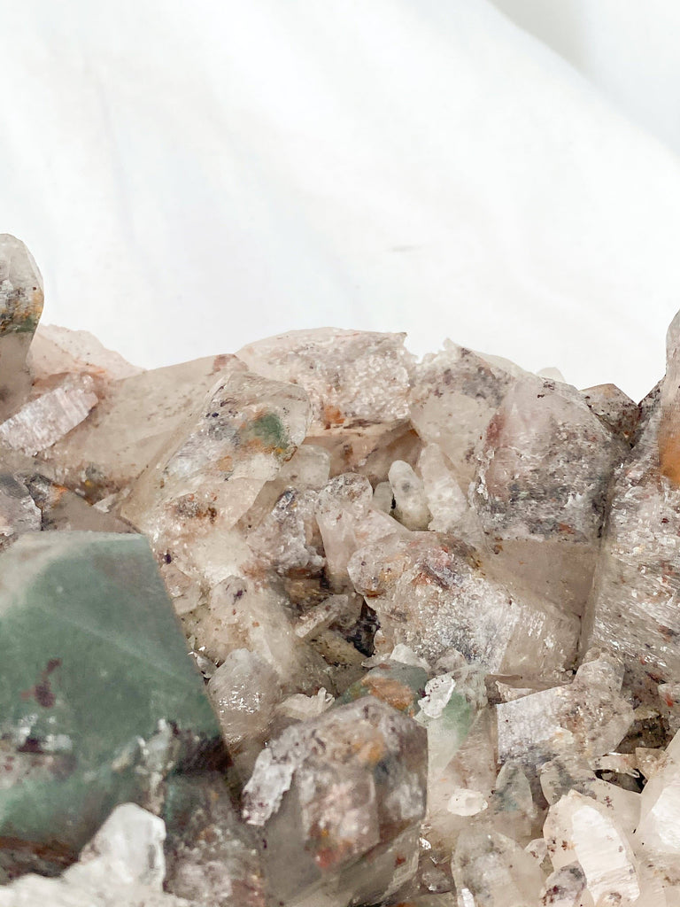 Green Phantom Quartz Cluster - Unearthed Crystals