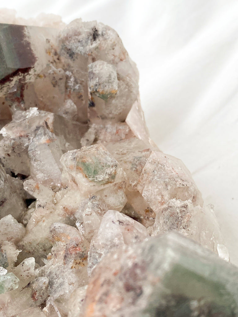 Green Phantom Quartz Cluster - Unearthed Crystals