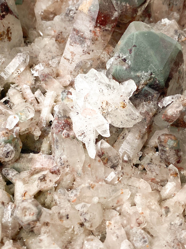 Green Phantom Quartz Cluster - Unearthed Crystals