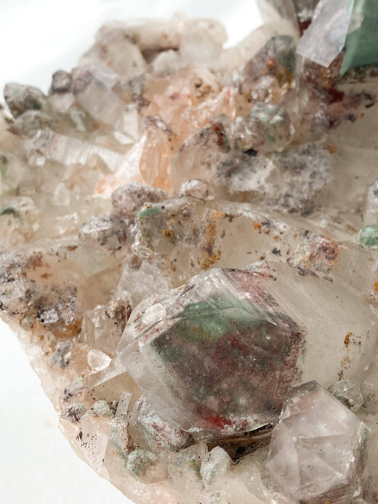 Green Phantom Quartz Cluster - Unearthed Crystals