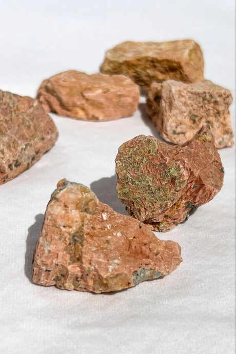 Orange Orthoclase Rough with Epidote Inclusions | Extra Small - Unearthed Crystals