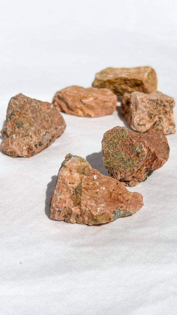 Orange Orthoclase Rough with Epidote Inclusions | Extra Small - Unearthed Crystals