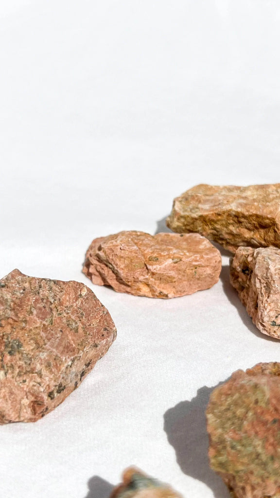 Orange Orthoclase Rough with Epidote Inclusions | Extra Small - Unearthed Crystals