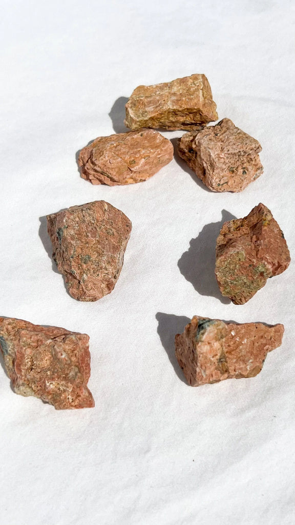 Orange Orthoclase Rough with Epidote Inclusions | Extra Small - Unearthed Crystals