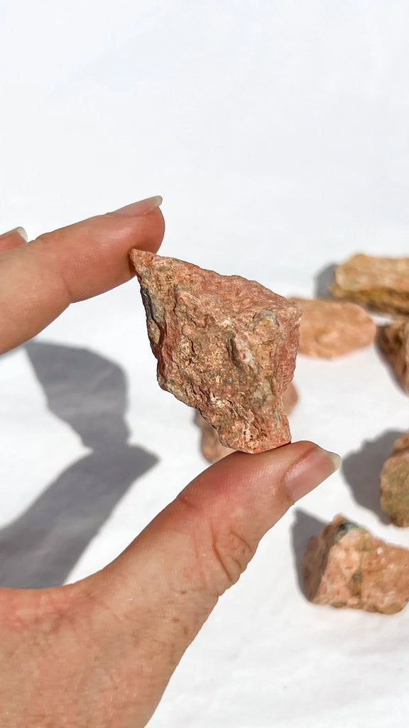 Orange Orthoclase Rough with Epidote Inclusions | Extra Small - Unearthed Crystals