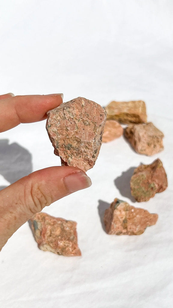 Orange Orthoclase Rough with Epidote Inclusions | Extra Small - Unearthed Crystals