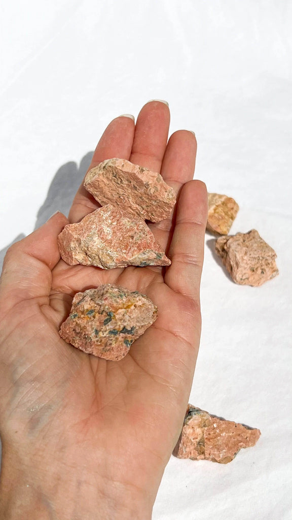 Orange Orthoclase Rough with Epidote Inclusions | Extra Small - Unearthed Crystals