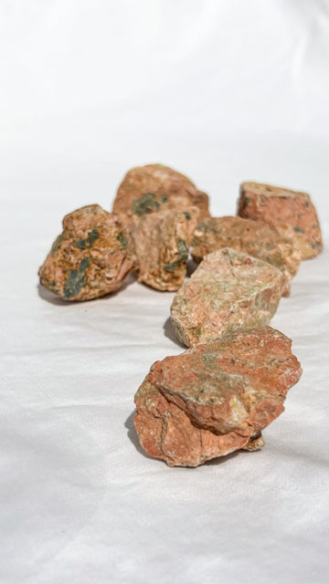 Orange Orthoclase Rough with Epidote Inclusions | Small - Unearthed Crystals