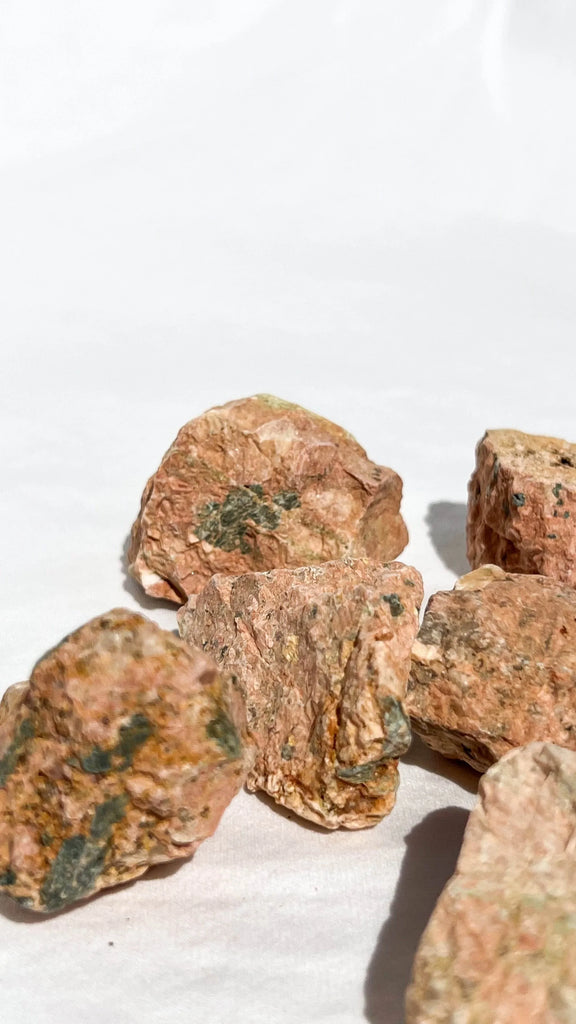Orange Orthoclase Rough with Epidote Inclusions | Small - Unearthed Crystals