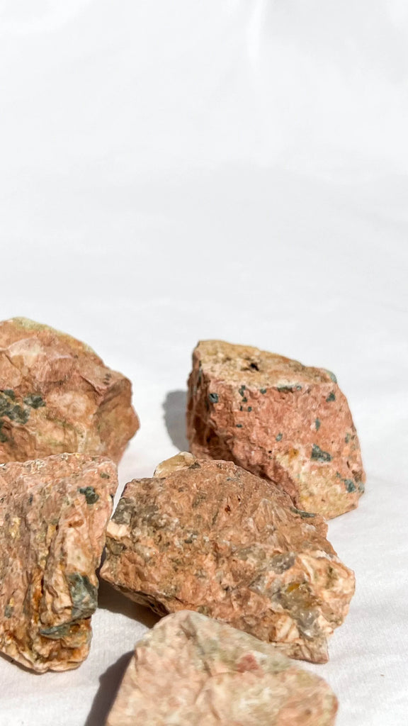 Orange Orthoclase Rough with Epidote Inclusions | Small - Unearthed Crystals