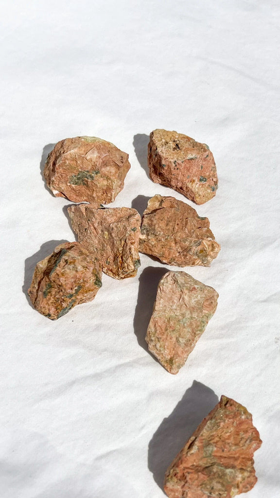 Orange Orthoclase Rough with Epidote Inclusions | Small - Unearthed Crystals