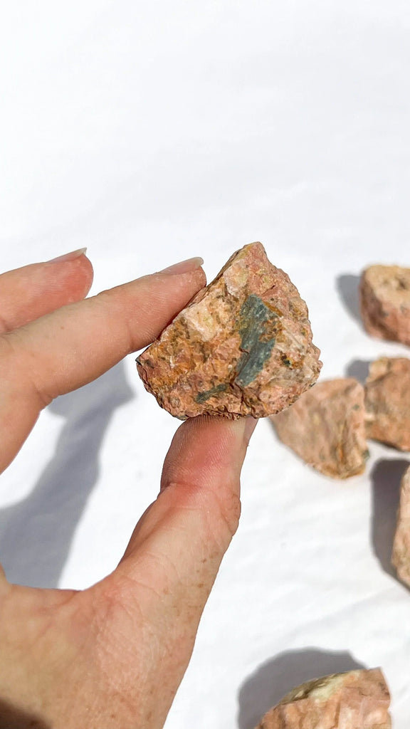 Orange Orthoclase Rough with Epidote Inclusions | Small - Unearthed Crystals