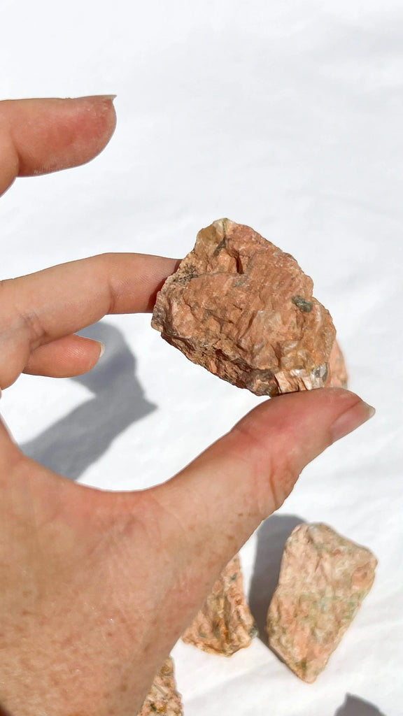 Orange Orthoclase Rough with Epidote Inclusions | Small - Unearthed Crystals