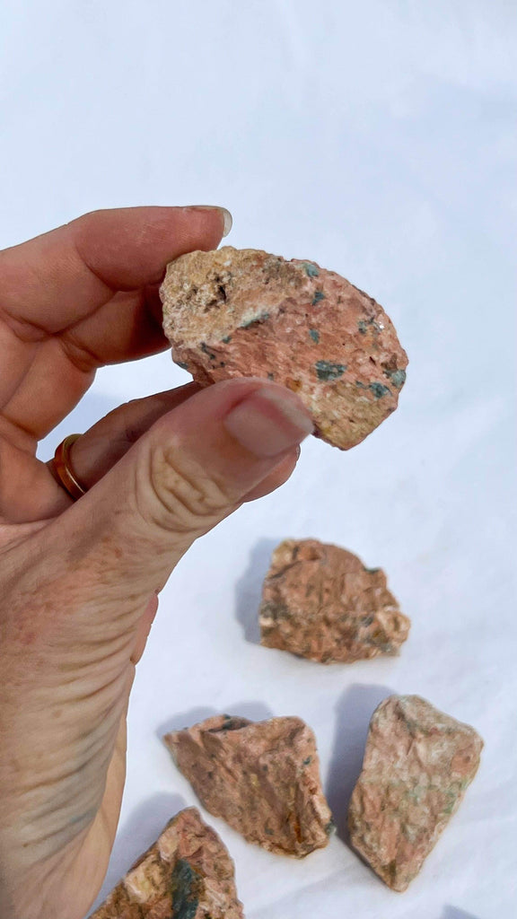 Orange Orthoclase Rough with Epidote Inclusions | Small - Unearthed Crystals